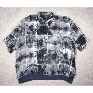 Vintage 90s Alan Stuart Abstract Black White Banded Bottom Shirt Retro Oversized